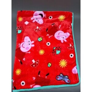 Peppa Pig Plush Fleece Kid's Throw Blanket Red Ladybug Mushroom Butterfly 40x50